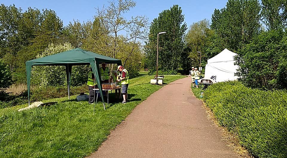 We’re all set up and ready at our hydration station at <a href="/mk_marathon/">Milton Keynes Marathon Weekend</a> - Good luck to all of the runners! #running #MiltonKeynes #loveMK #marathon