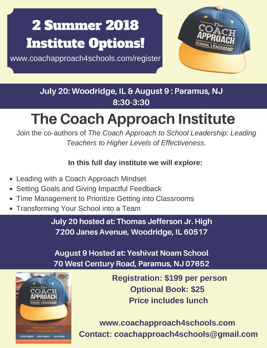 4coachapproach's tweet photo. Another #CoachApproach Institute registration is posted! You can spend the day learning with  us in Illinois on July 20 or in New Jersey on August 9. Register at https://t.co/YGICfwEJcw  
#Educoach #PrincipalPLN #LeadLAP #EdAdmin https://t.co/0aDS8A6aFG