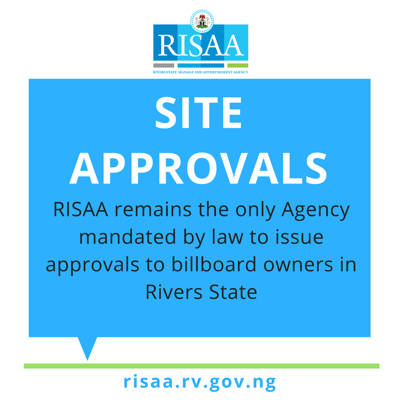risaagov's tweet photo. Operators and Owners of billboards in Rivers State are encouraged to get  SITE APPROVAL PERMIT from the Rivers State Signage and Advertisement Agency (Risaa) before erecting any billboard within the state. 

Call: 07065330875/084303136
Visit : No. 7 Igboukwu Street, D/Line PHC https://t.co/36uB3hMpEv