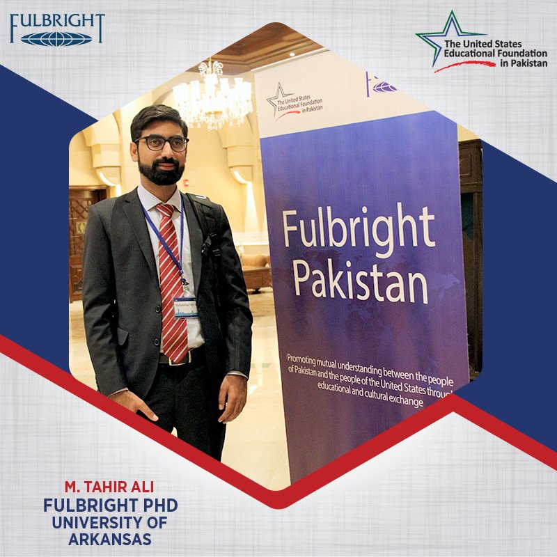 USEFP's tweet photo. With an aim to empower small farmers in #Pak, Muhammad Tahir Ali embarks on a Fulbright journey to pursue Ph.D. in Agricultural Policy at the @UArkansas. A graduate of @LifeAtLUMS. https://t.co/oliaAUC96h