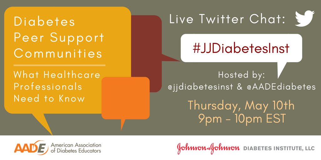 Donnaryancde's tweet photo. Join the @diabetes twitter chat this Thurs May 10 on the impt role of peer support communities role in Diabetes self care @AADEdiabetes @AADEinFL https://t.co/JOdlm2yaxZ