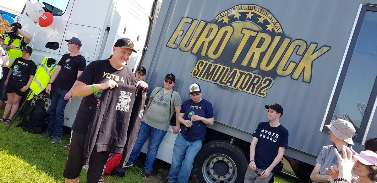 SCSsoftware's tweet image. If you're still somewhere around at @Truckfest_Live , Peterborough - you might want to visit our spot now - @SQRLTV has arrived 👍😎
It was a pleasure to give a unique #TruckerOfTheMonth hoodie to you Paul...😉
Thanks for what you're doing for the community ⛟👌