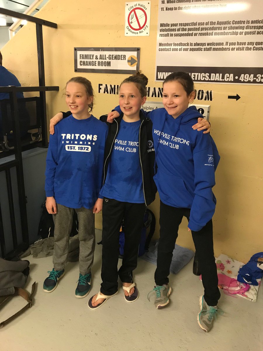 TritonsSwim's tweet photo. The Tritons worked hard this past weekend. Lots of PBs for the Juniors and Seniors including Olivia W., Sophie D. and Shannon G. captured here after making best times in the 200 free. Way to go, Tritons!! https://t.co/bOzBByjZOa