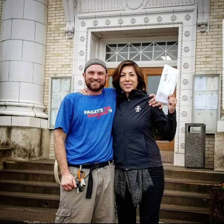 PeaceWarrior44's tweet photo. One of the best days of my life getting to witness my fierce warrior hero @PauletteEJordan cast her vote! WWPD (What Would Paulette Do)? Show up today and early #VoteWithPaulette! Can't wait to see some #VotedForPaulette posts, too! #imwithpaulette #VoteWithPaulette https://t.co/K7kaaq7pHZ