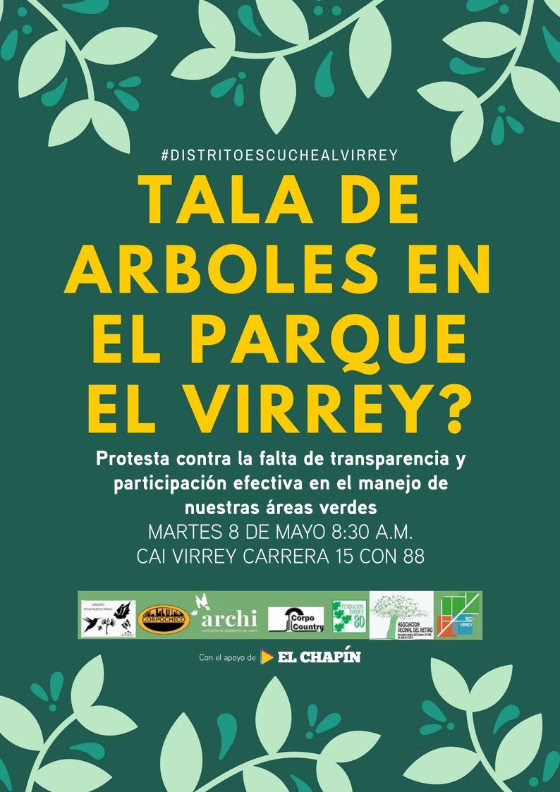 ElChapinPrensa's tweet photo. Jardín botánico de la administración de @EnriquePenalosa inició esta mañana la tala de arboles de uno de los parques más importantes para la ecología urbana del norte de Bogotá, en contra de acuerdos con la comunidad y adelantando el cronograma
#PeñalosaFueraDelVirrey https://t.co/lfIzMJ7PX4