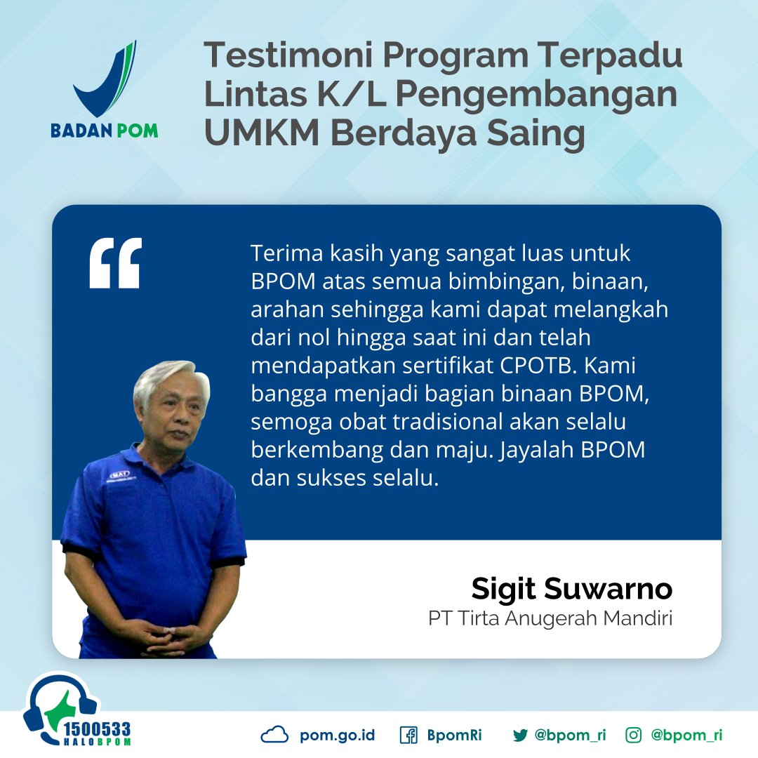 BPOM_RI's tweet photo. Bagaimana peran @bpom_ri dalam mendukung UMKM? Apa saja kontribusi @bpom_ri? Simak yuk testimoni beberapa UMKM binaan @bpom_ri berikut ini.

#MUNASBPOM2018 #UMKMBERDAYASAING https://t.co/hE46UbvwVG
