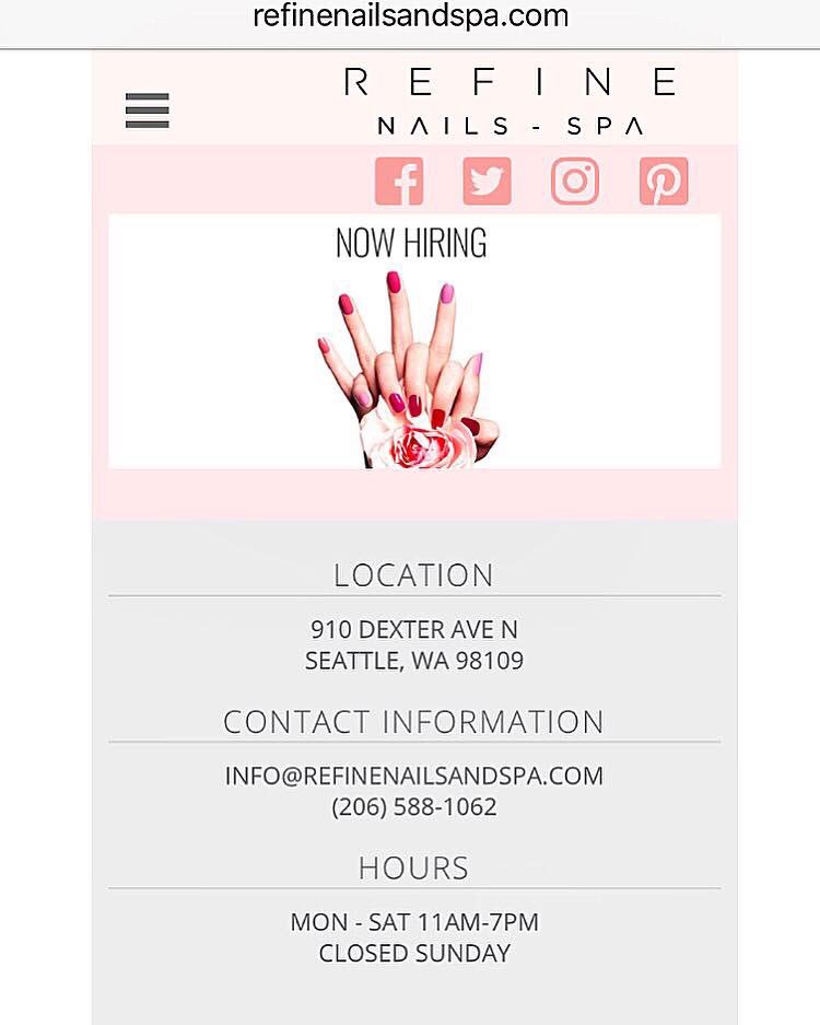 RefineNailsnSpa's tweet photo. Visit Us @ https://t.co/MDvDWz3qmY for more info
#nailtechnician
#nailtech
#nails
#nailartist
#nowhiring
#esthetician 
#sparoomrental
#lashes
#microblading
#waxing
#careeropportunities 
#manicure
#pedicure
#openingjune2018 
Send your resume to info@refinenailsandspa.com https://t.co/I3It1hFKkw