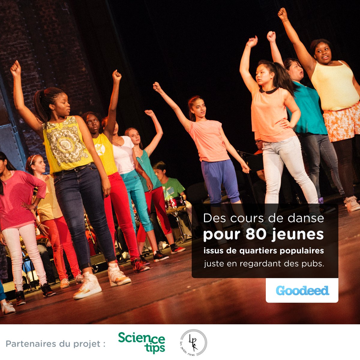 Goodeed's tweet photo. NOUVELLE SEMAINE, NOUVEAU PROJET ! 🎉🙌🏻

Offrons des cours de danse pour 80 jeunes et développons leur créativité 💃🏻👧🏻👦🏽

https://t.co/GyDySVoeei
Avec @Sciencetips_fr https://t.co/2f8yxkw8kv