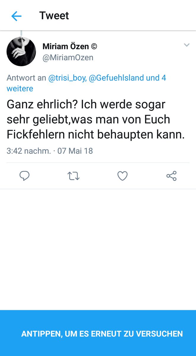 trisi_boy's tweet photo. Mann Miriam, wie soll ich "Fickfehler" dir denn meine unbändige Liebe zeigen, wenn ich direkt nach deinem Kommentar geblockt werde?
#heartbroken
#iwillalwaysloveyou https://t.co/C5mUdv7ASi