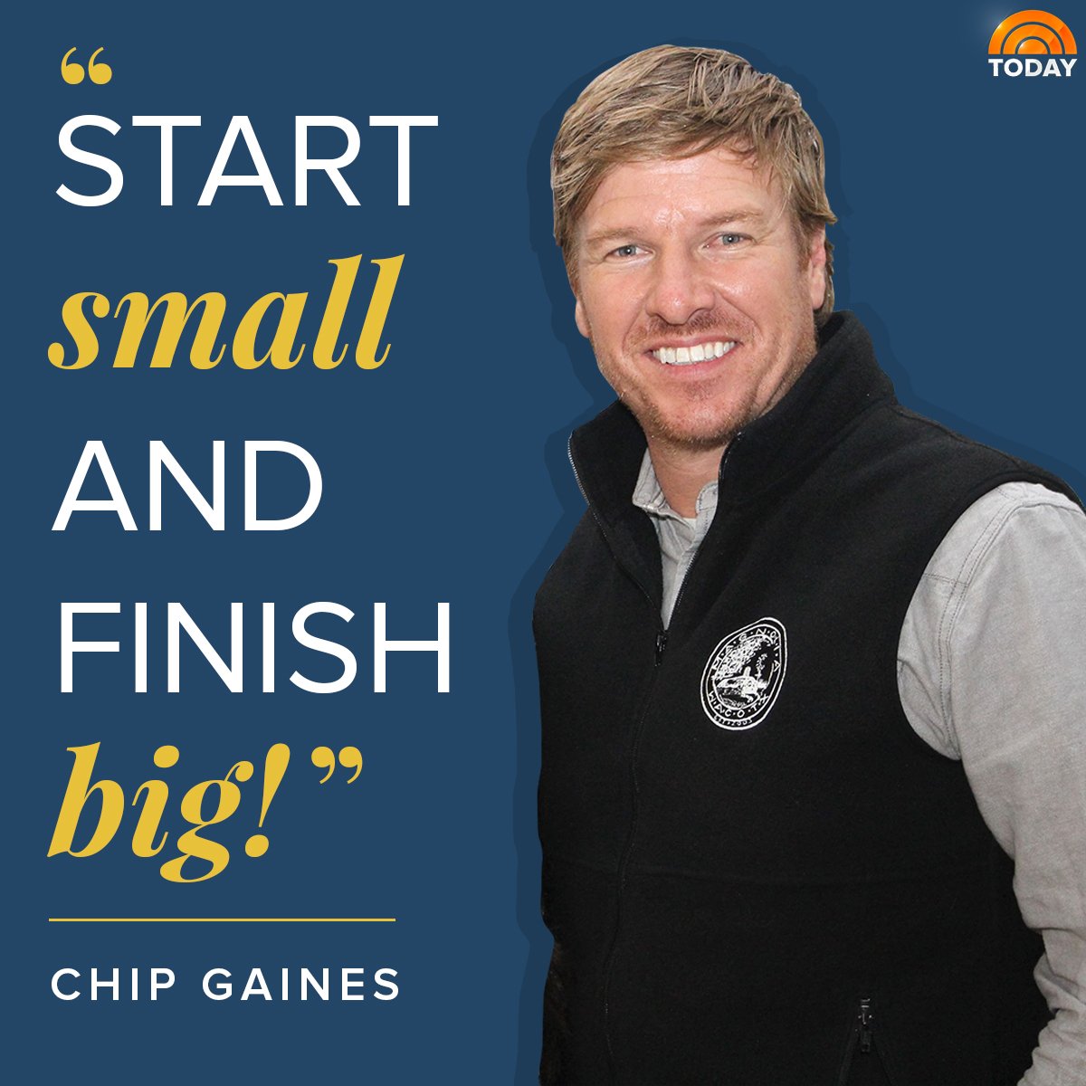 TODAYshow's tweet photo. Congrats to @ChipGaines who completed his first marathon on Sunday! #MindfulMonday https://t.co/S5ZezMoUe8