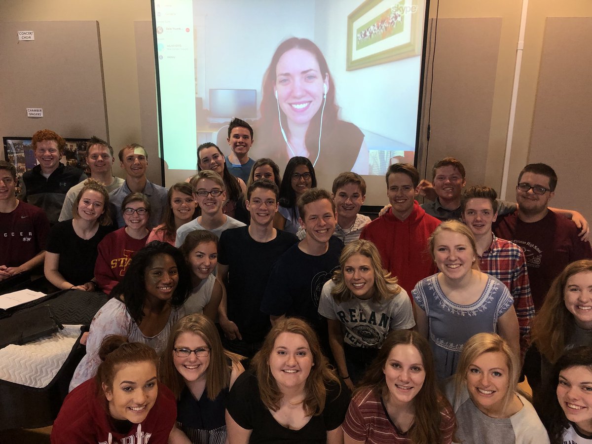 SWCHSmusic's tweet image. So great to talk to @DaleTrumbore over Skype today! Come hear the premiere of her piece “Closer to Home” at our concert on May 11 at Grace Church! @swchsstars #choirgoals