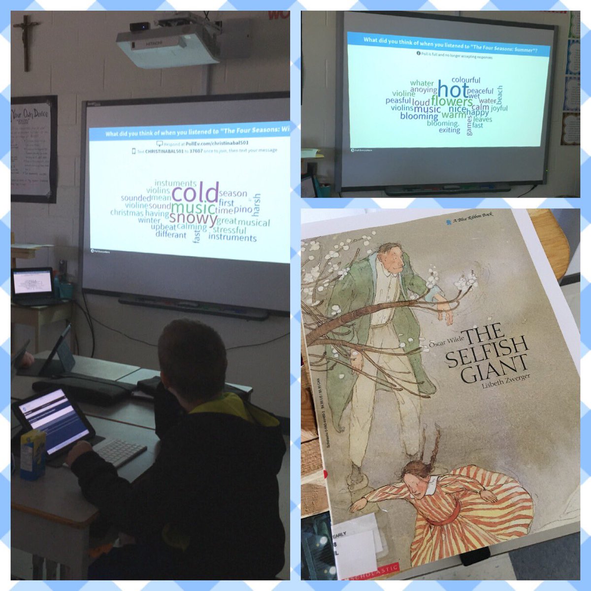 Kicking off Day 1 of #CatholicEdWk with Vivaldi’s “Four Seasons”, @polleverywhere and “The Selfish Giant”. Sharing ideas in real-time and reflecting on the meaning of redemption and God’s promise. #FaithInAction @ALCDSB @CatholicEdu