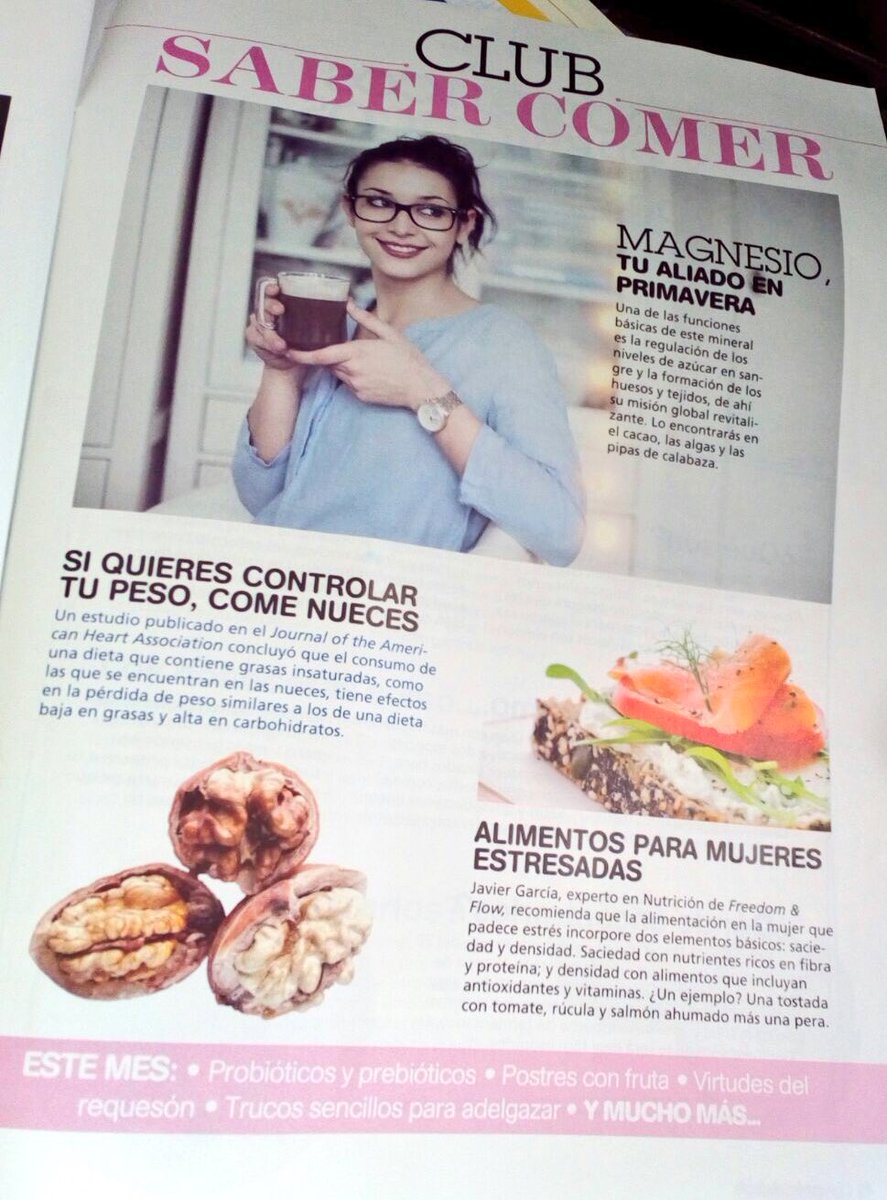 FreedomflowESP's tweet photo. Esta semana en la revista @Sabervivir01 nuestro Nutricionista Javier García Pereda habla de dos aspectos fundamentales en la alimentación frente al #estres: Densidad y Saciedad #peoplemovecompany #salud #nutricion #comecomida https://t.co/CMnW2PTKv6