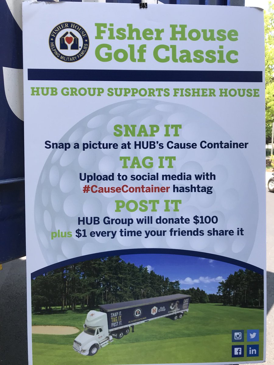 The HUB Group will donate $100 to Fisher House Foundation every time you “snap it, tag it, post it!” At our 15th Annual Golf Classic!  They will also donate an additional $1 each time you share my post!! #causecontainer