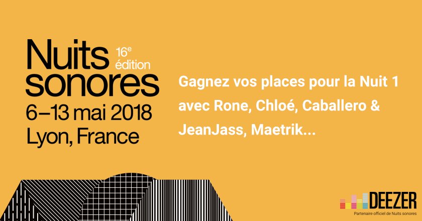 DeezerFR's tweet image. RT + Follow pour gagner vos places pour la Nuit 1 du festival @Nuits_sonores avec @Rone, @ChloeDjProducer, @caballerobxl &amp;amp; @JeanJass et plein d'autres artistes 🙌 
Écoutez la programmation avec la playlist #NuitsSo2018 ➡️ dzr.fm/PLNuitsSo2018 🎶