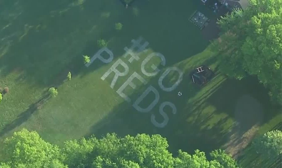NC5's tweet image. GO PREDS! Spotted in Brentwood: These residents are showing their @PredsNHL pride. 😎  #StandWithUs #GoPreds