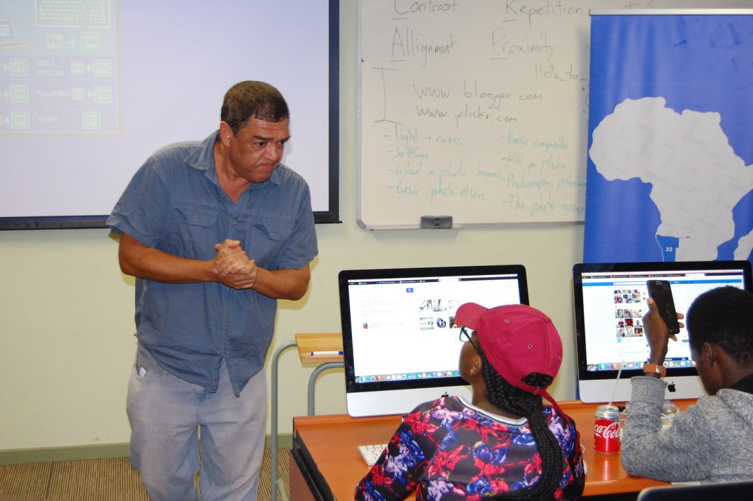 ISOCNamibia's tweet photo. Mr. Milton Louw - Namibian Blogger. He is sharing his knowledge on Social Media and Personal Brand Management. In his speech, he mentioned that one should be influential in social media. #WorldPressFreedomDay #PressFreedom #NamibiaBloggersNetwork #WPFD18 #ShapeTomorrow https://t.co/xDMYEjtQP9