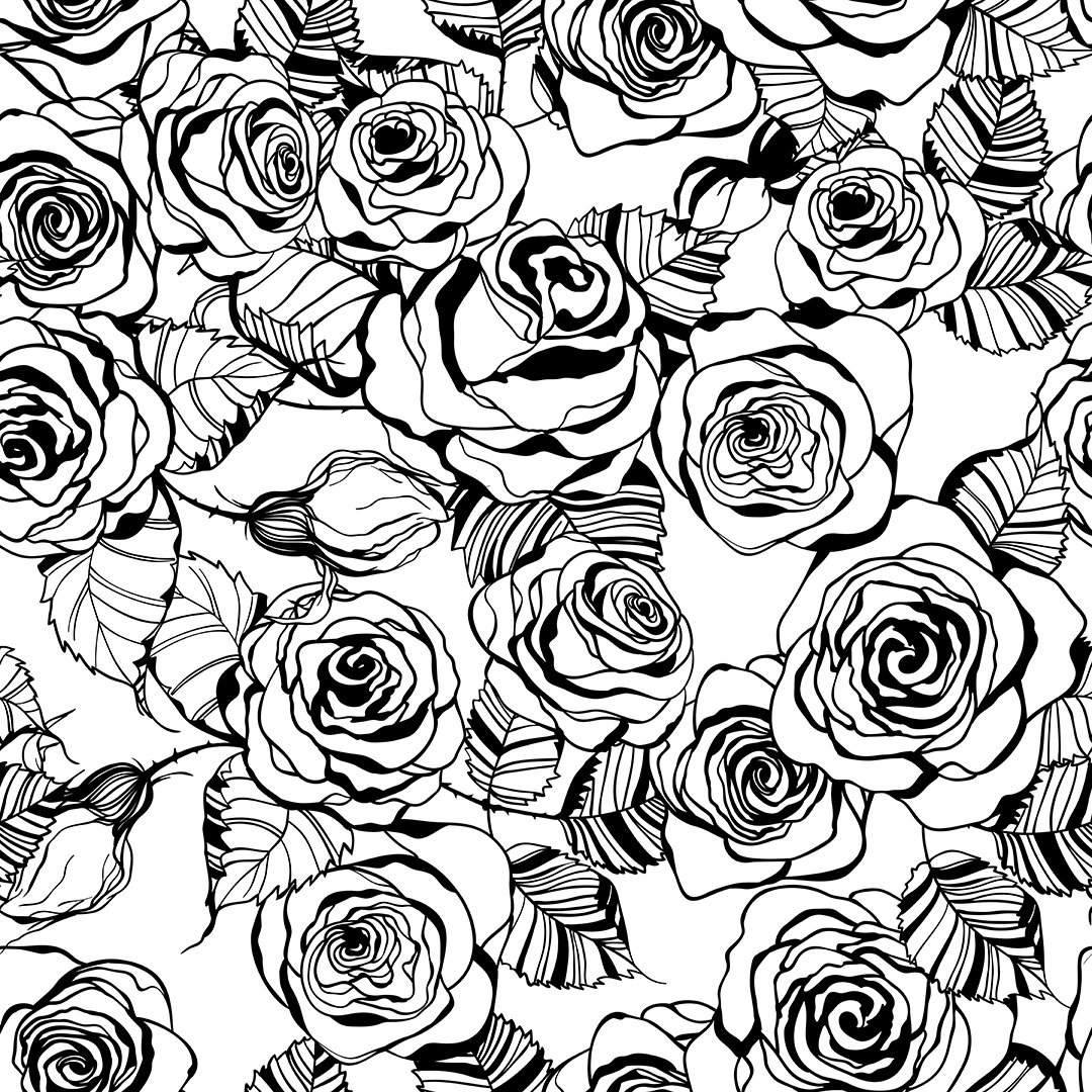 Hand drawn roses pattern, available on various products in my #society6, #redbubble, and #teepublic shops, link in profile. #floral #rose #leaves #rosepattern #botanical #vector #drawing #art #pattern #katerinakart #pod #print