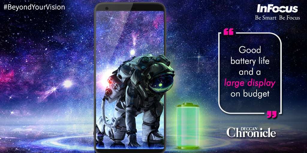 InFocus_IN's tweet image. @DeccanChronicle gives #InFocusVision3Pro a thumbs up for its long lasting battery life and stellar full vision display with 18:9 screen ratio.
#BeyondYourVision #Vision3ProReview