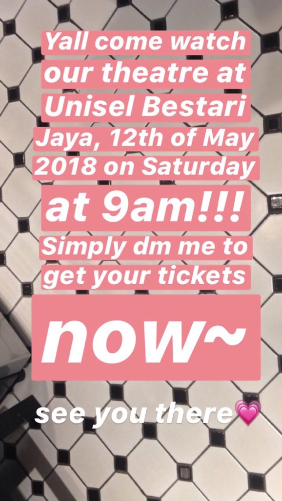 dayennaaaaa's tweet photo. We b.ed tesl students from #uniselbj inviting all of you to watch our theatre on 12th of May this Saturday!!! Spread the news peeps~ @UniselKita #unisel #theatre https://t.co/O8PN55U1Iq