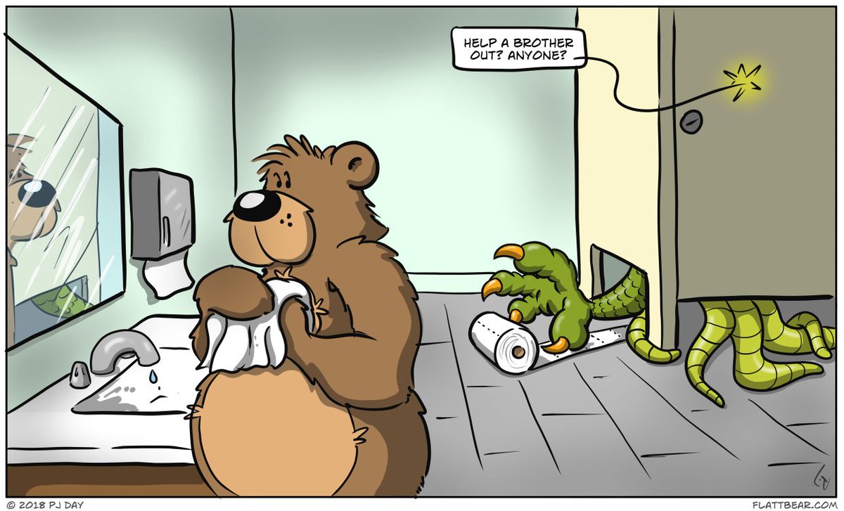 FlattBear's tweet photo. Hate it when that happens https://t.co/DKxeGFkdjm #comids #webcomics #humor #bathroom #help https://t.co/hBnSS7C3ry