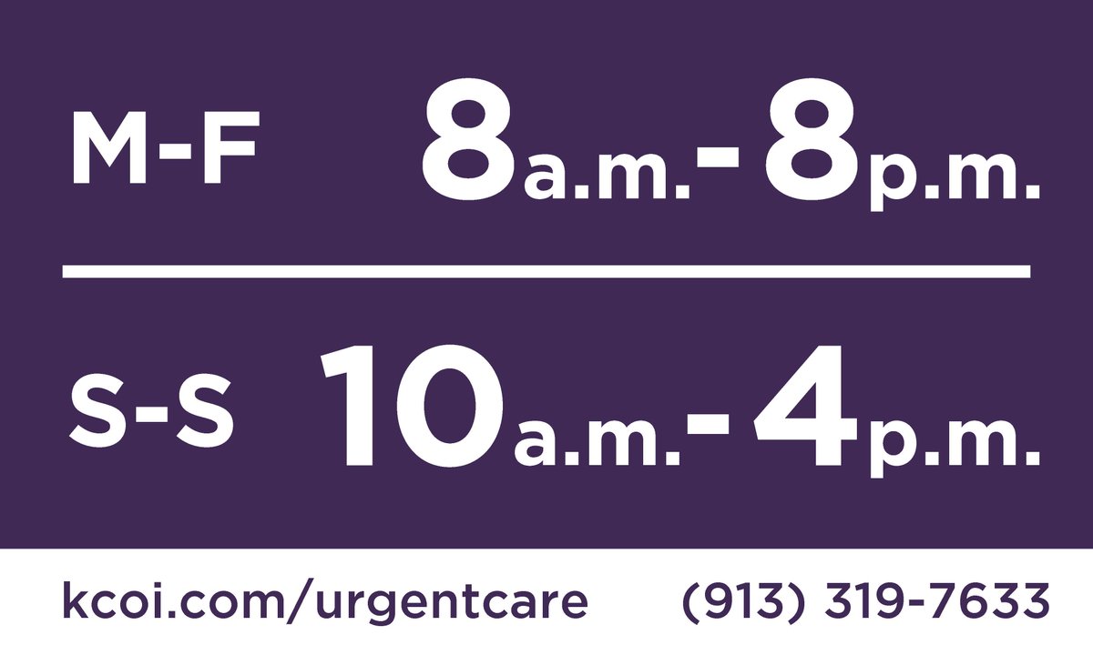 KCOrthopaedics's tweet photo. We are very excited to hours that we now have new extended hours for Ortho Urgent Care.  We will now be able to see patients from 8am - 8pm Monday through Friday.  Our weekend hours will remain 10am - 4pm. #KCOI https://t.co/wlcFdpZK2M