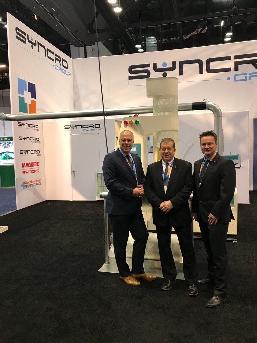 Plasmacltd's tweet photo. Our MD &amp; Technical Director joined by Syncro USA at #npe2018 - ready to help with your recycling needs! https://t.co/htryhMlJ13