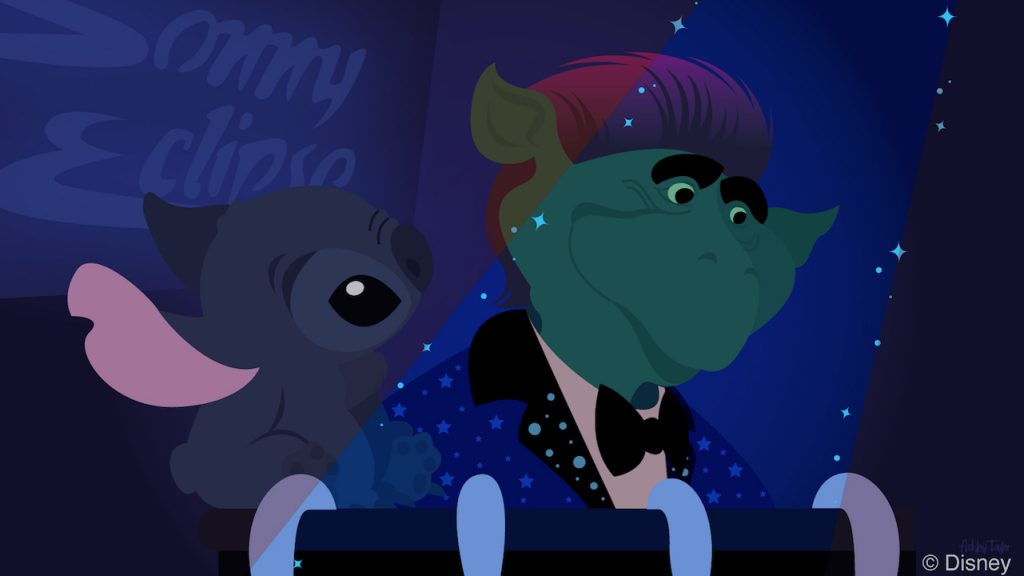 DisneyParks's tweet photo. Stitch spends time listening to Sonny Eclipse in Tomorrowland at Magic Kingdom Park in today's Disney Doodle! https://t.co/QGON0XtpwC https://t.co/upLGxbkU9A