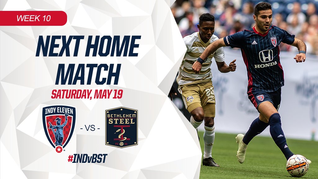 IndyEleven's tweet image. 🗓️ MARK YOUR CALENDARS

The #BoysInBlue will return to action at @LucasOilStadium on 5/19 at 8PM against @BSteelFC 

You can reserve your seats now ➡️ IndyElevenTickets.com

#ElevenForever #INDvBST