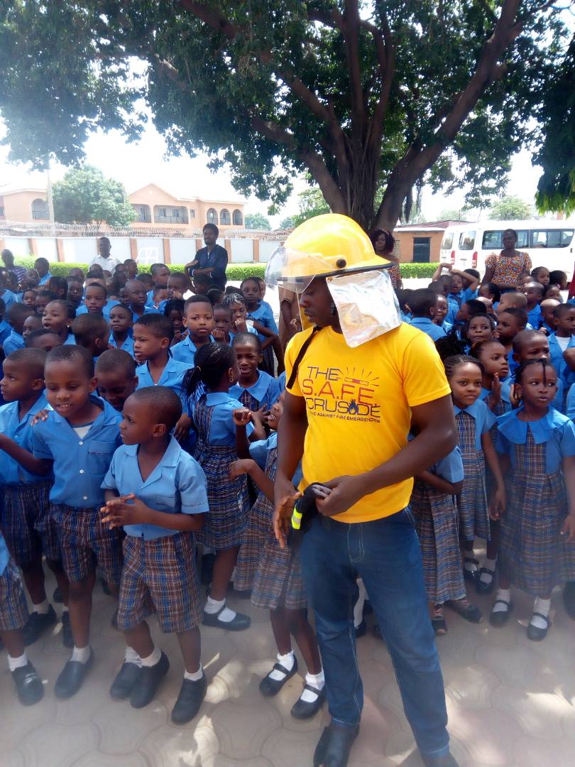 CrusadeSafe's tweet photo. May 4, 2018, the Foundation celebrated the International Fire  Fighters' Day (IFFD) by visiting Stella Maris School, Abuja to sensitize  the children and staff on fire safety. Over 500 people were reached.  Check out more photos on Facebook: @TheSAFECrusade https://t.co/5na0MeK76f