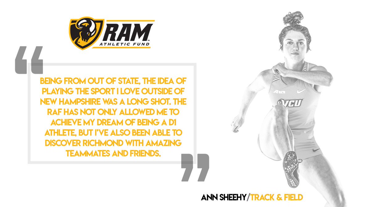 VCURAF's tweet photo. Women's Track & Field junior Ann Sheehy reflects on her opportunity to attend school out of state. #ThanksRAF https://t.co/9aNzDJzQyu