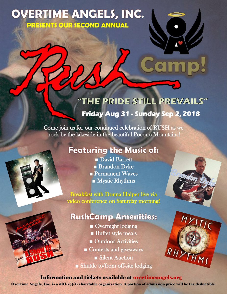 overtime_angels's tweet photo. The time is now again! RushCamp! 2018 tickets are now on sale! #RushCamp2018 #ThePrideStillPrevails @Atomsmasher23 @BrandonDyke https://t.co/KdZjSnMsyr