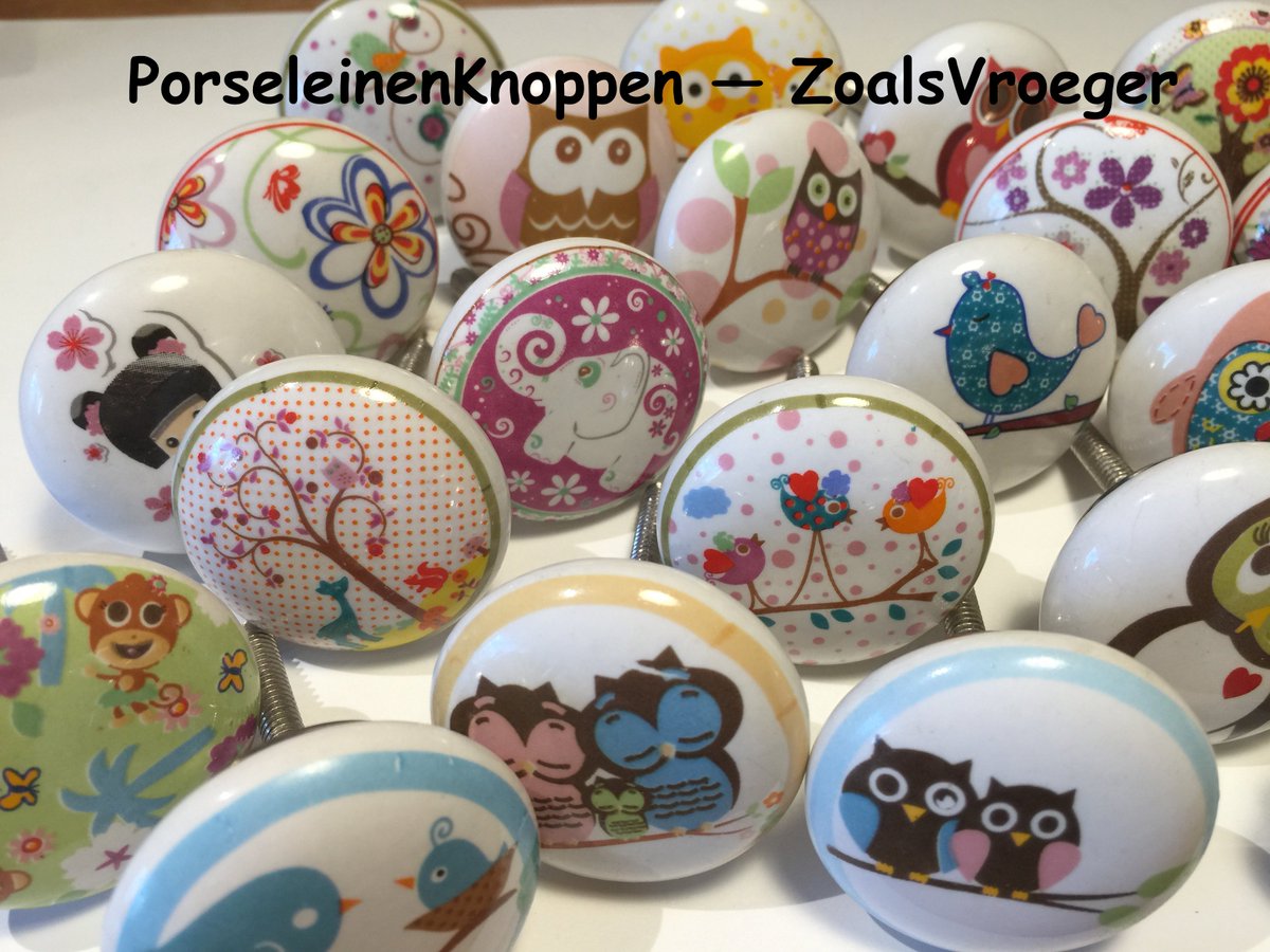 Wat een beestenboel met deze Leuke Vrolijke kastknoppen van porseleinenknoppen.nl