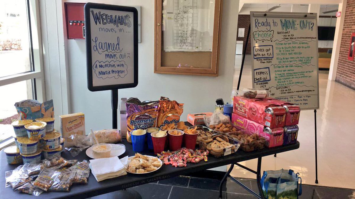 marciedharr's tweet photo. I’m not sure if you heard but @Wegmans moved in &amp; #LarnedHall is moving out! Stop by the lobby this morning for some of my fave @Wegmans snacks &amp; to learn how to move out! #lifeatfram #wegmaniac https://t.co/dUU20uYEwp