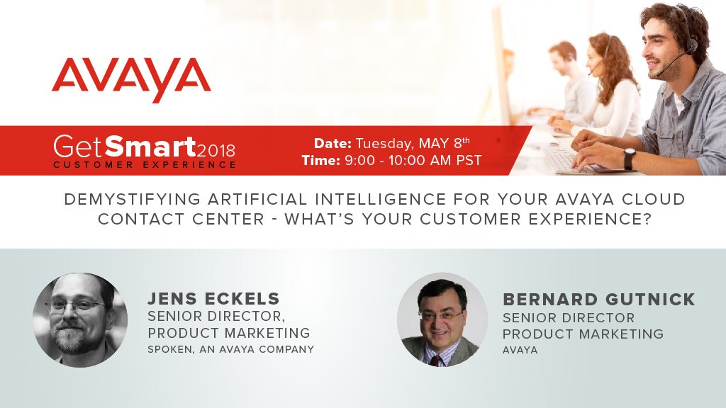 Discover the latest #AI and #Cloud services from <a href="/Avaya/">Avaya</a> to ensure higher customer satisfaction and agent productivity. #GetSmart at tomorrow's #webinar. Register today. expi.co/01mNkV