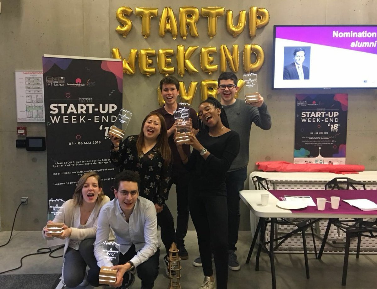 KevnHamon's tweet photo. Très fier d'avoir remporté le  #SWEvry à l'@IMTstarter avec notre magnifique équipe de #Viatorem, pour des trajets plus économiques et conviviaux ! 🤘💪🚀

Un immense merci à l'orga de @EMImasterTEM et à tous les coachs qui nous ont soutenu 🙌

Le début d'une grande histoire ? https://t.co/756Ndxcm9B
