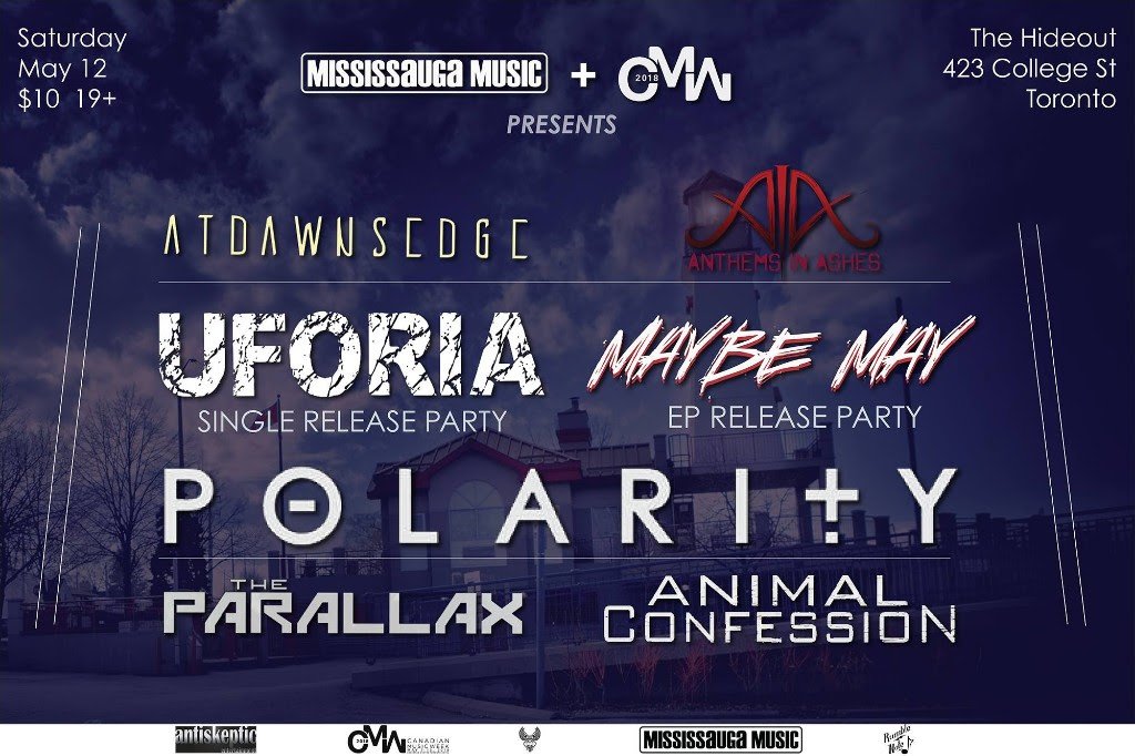 MissArtsCouncil's tweet photo. Mississauga Music Showcase at @CMW_Week 2018 got a stacked line-up for you! @AtDawnsEdge @AnthemsInAshes  @UforiaBand @MaybeMayMusic @POLARITYmusic @TheParallaxBand &amp; @animconfession on May 12! For tickets &amp; info. visit: https://t.co/GAdyezqAaP https://t.co/v6uV605Uxw