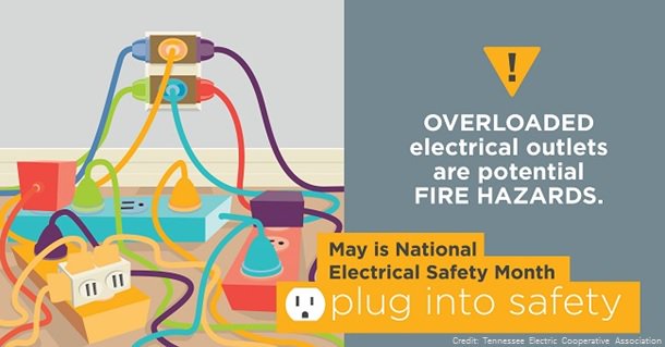 May is #ElectricalSafetyMonth - Play it safe &amp; avoid overloading your outlets! #PlugintoSafety