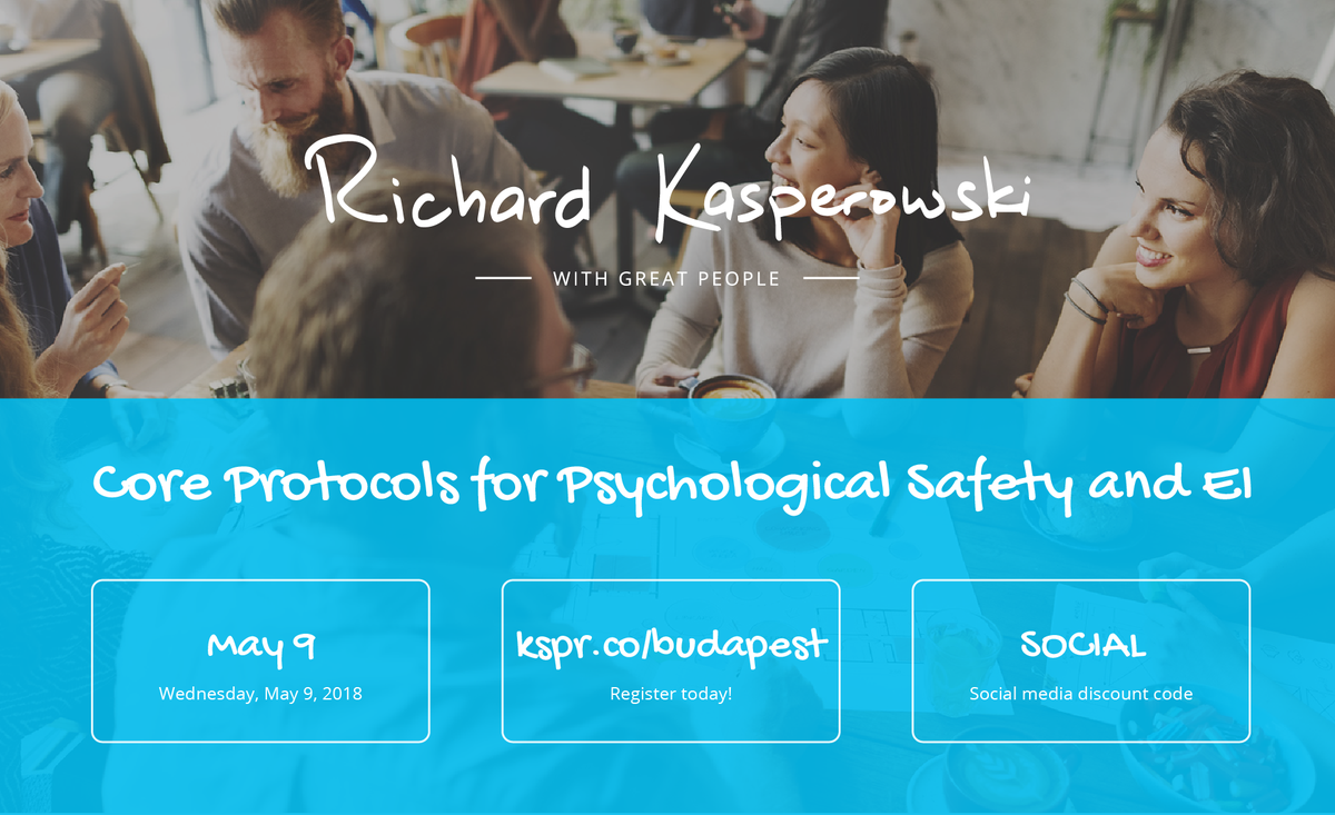 rkasper's tweet photo. Just a few seats left! May 9 High-Performance #Teams class in #Budapest! Register today at https://t.co/ck6EgS0xyu @craftconf #craftconference #leadership #leaders #leader #team #agile #scrum #coreprotocols #psychologicalsafety #safety #ei #emotionalintelligence https://t.co/ecoSfXatT8
