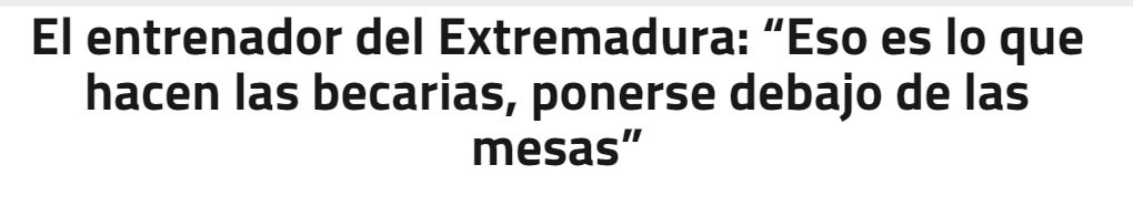 Periodistas_M's tweet photo. Que dice el entrenador del @EXT_UD, Juan Sabas, que las becarias son las que "se ponen debajo de la mesa". En un momento de tanta violencia (simbólica y terriblemente explícita) hacia las mujeres, estas palabras son reprobables e indignas  #MachimoMata https://t.co/G0qajK4Arn https://t.co/2R4JzeOvRe
