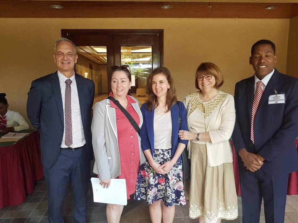 UMQuebec's tweet photo. Les membres de la délégation rencontrent Julio Adam, président de la #FENASEC, lors de leur mission en #Haïti dans le cadre du #PCM2 #UMQ #FCM https://t.co/ui0NNLFaP4