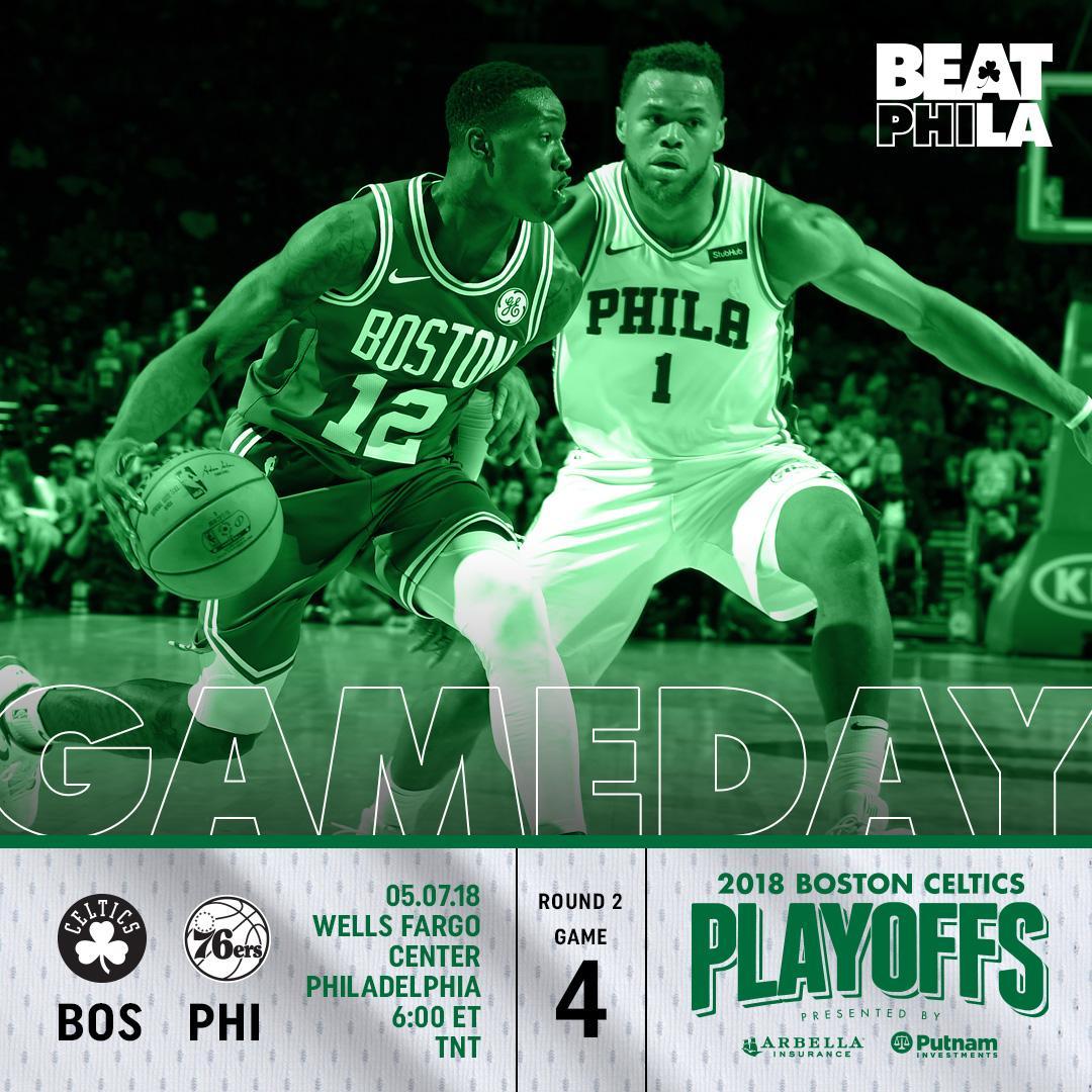 celtics's tweet photo. TONIGHT GAME 4
📍 @WellsFargoCtr 
⏰ 6:00 p.m.
📝 https://t.co/aFCJ6s6EtD
📺 @NBAonTNT 
🎙 @985TheSportsHub 
#CUsRise https://t.co/N6yjqsd5wW