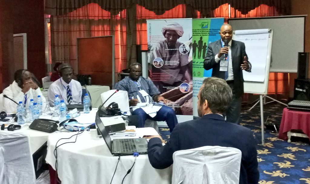SawapCommunity's tweet photo. Communicators of sawap projet of #Togo #Senegal #Mali And representative of the #GGWSSI presenting a 2mn speech about their projets And their relevancy #sawapbricks communication workshop, #khartoum, 7-10 May 2018 https://t.co/g3VgxqhETH