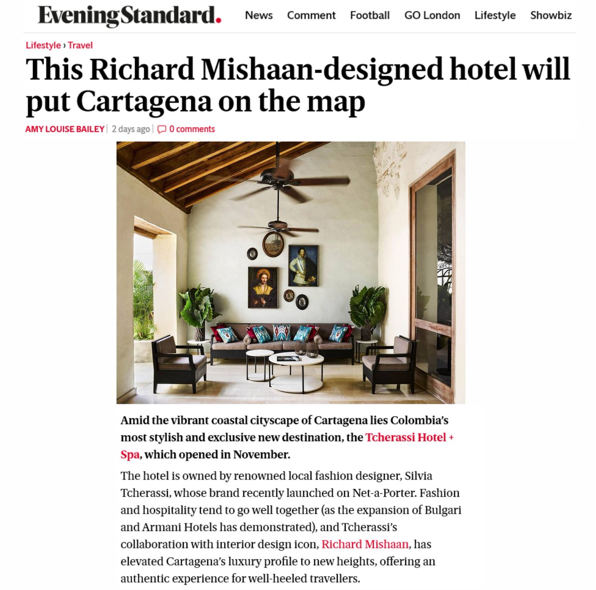TcherassiHotel's tweet photo. This Richard Mishaan-designed hotel will put Cartagena on the map #TcherassiHotel @EveningStandard @richardmishaan https://t.co/WRPwZoXYj5 https://t.co/knRYaBpeQ1
