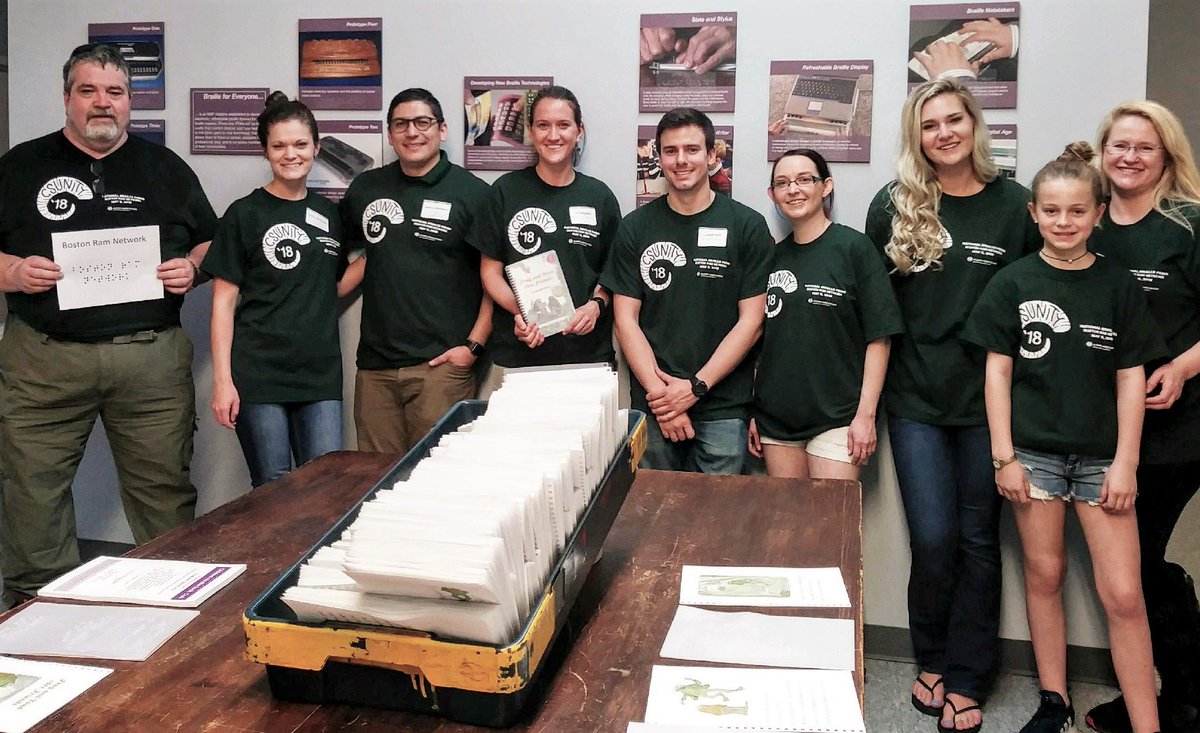 BraillePress's tweet photo. Big #ThankYou to CSU alumni who came out to NBP this Saturday and put together some of our print/braille children's books! You guys are awesome! #volunteer #braille #nonprofit #childrensbooks #csunity https://t.co/MlQ80JdSlm