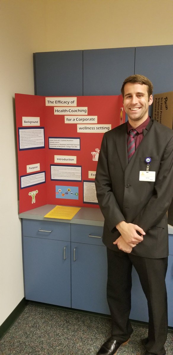 AdamCSachs's tweet photo. Had the opportunity to present my abstract poster on health coaching in corporate wellness  for the Nutrition &amp; Food Science department conference last week! https://t.co/8Mw5StjdPG