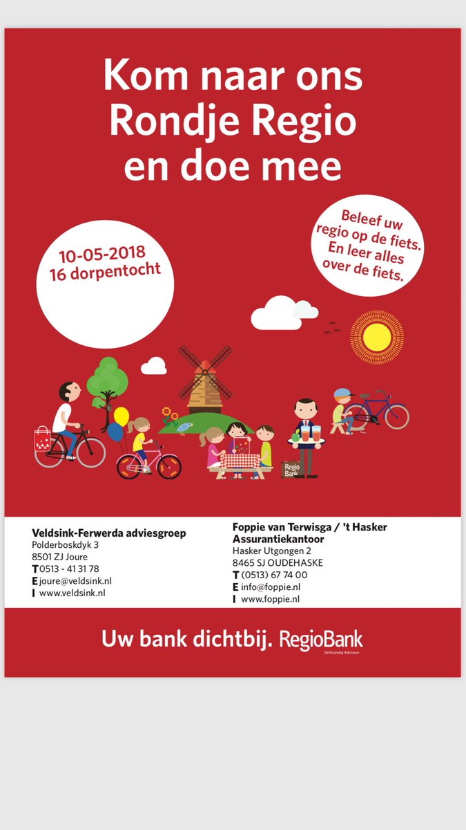 FerwerdaJoure's tweet photo. Aanstaande donderdag zullen wij samen met het 't Hasker Assurantiekantoor aanwezig zijn bij de 16 dorpentocht Joure - tbv KWF. Wij zijn deze dag de hoofdsponsor. Wij wensen alle deelnemers veel succes!! ☀️☀️ #rondjeregio #RegioBank #veldsinkferwerda https://t.co/dMhWfWlH3k