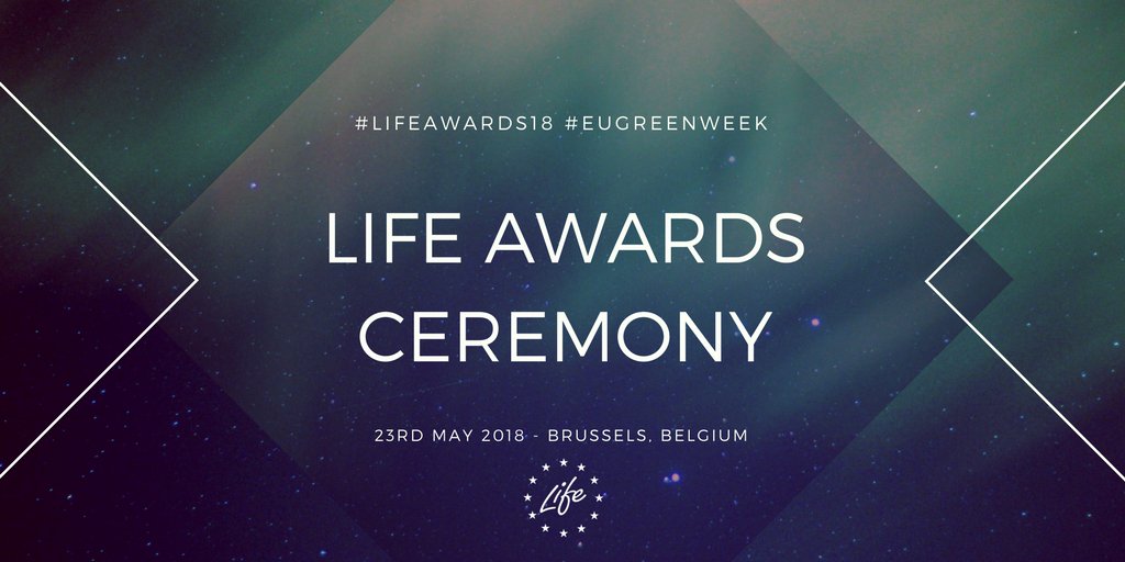 LIFEProgramme's tweet photo. The #EUGreenWeek is just around the corner and we can't wait to award the most innovative, inspirational and effective #LIFEprojects at #LIFEAwards18 Ceremony🏆! If you are in Brussels📌 on 23rd May, register now and join us! ➡️https://t.co/SWTt4VmxEg https://t.co/FcMbERvO7c
