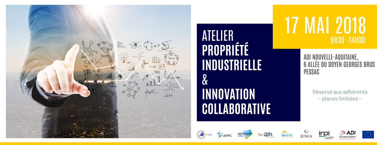 AerospaceValley's tweet image. 17/05 Atelier @VIP4SMEproject Propriété Industrielle et Innovation Collaborative par @AerospaceValley @Alpha_RLH et @AgriSOI avec @afrpc @ADI_N_A @INPIFrance et @CabinetJunca #PME #PropriétéIndustrielle #InnovationCollaborative

INSCRIPTION  vip4sme-pi-ic.evenium.net