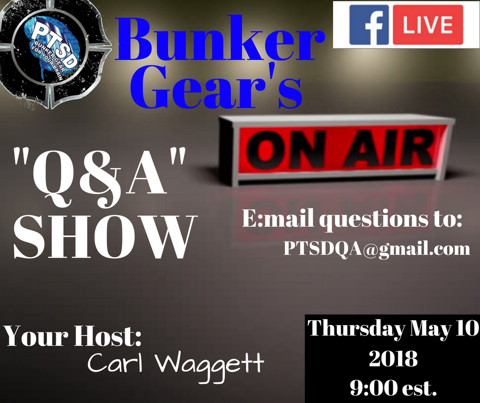 PTSDBunkerGear's tweet photo. I hope your ready!!!!!!!!!!!!!😮😣🤔😉🤘
Bunker Gear For Your Brain has a NEW Q&amp;A SHOW!!💃🕺
Show Host: Carl Waggett😎🤘
E:mail questions too==> PTSDQA@gmail.com
Thursday May 10 9:00 est. https://t.co/KZbc8hdec6